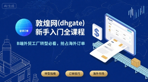 敦煌网(dhgate)新手入门全课程，B端外贸工厂转型必看，抢占海外订单-独家科技资源网