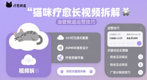 猫咪疗愈长视频拆解 &油管频道运营技巧-独家科技资源网