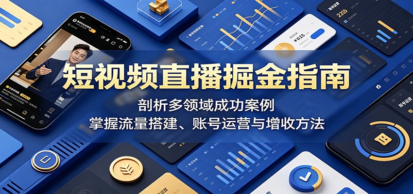 短视频直播掘金指南：剖析多领域成功案例，掌握流量搭建、账号运营与增收方法-独家科技资源网