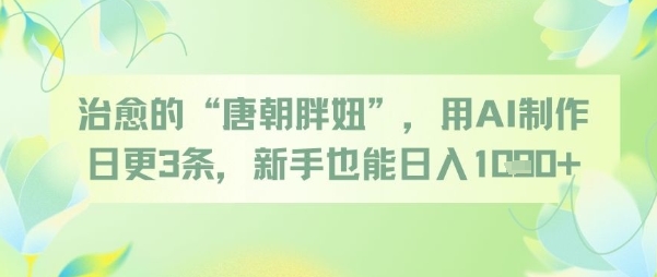 治愈的“唐朝胖妞”，用AI制作日更3条，新手也能日入多张-独家科技资源网