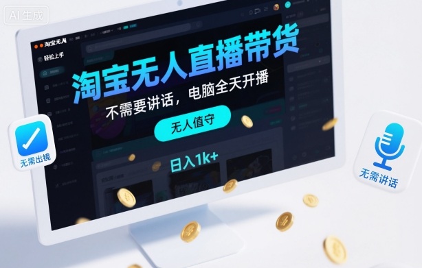 淘宝无人直播带货,不需要出镜,不需要讲话,电脑全天开播,轻松上手,日入1k+【揭秘】-独家科技资源网