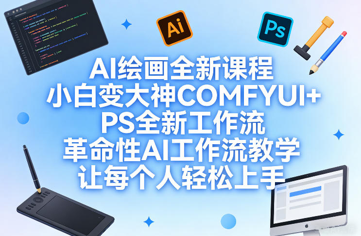 AI绘画全新课程，小白变大神COMFYUI+PS全新工作流，革命性AI工作流教学，让每个人轻松上手-独家科技资源网
