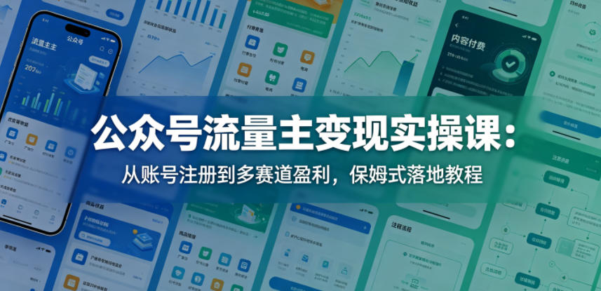 公众号流量主变现实操课：从账号注册到多赛道盈利，保姆式落地教程-独家科技资源网
