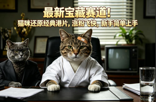最新宝藏赛道！猫咪还原经典港片，涨粉飞快，新手简单上手-独家科技资源网