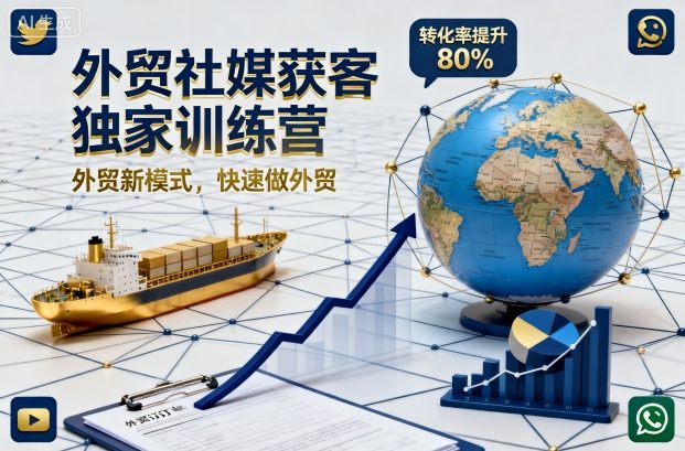 外贸社媒获客独家训练营，外贸新模式，快速做外贸(更新26年4月)-独家科技资源网