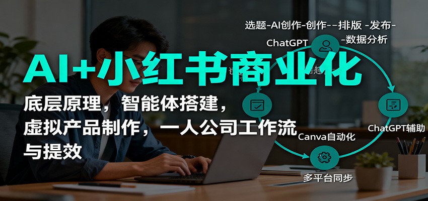 AI+小红书商业化,底层原理,智能体搭建,虚拟产品制作,一人公司工作流与提效-独家科技资源网