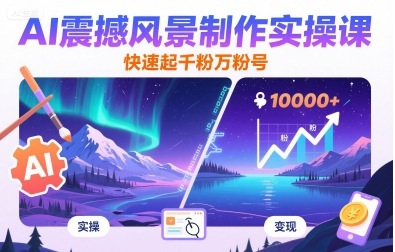 AI震撼风景制作实操课，快速起千粉万粉号-独家科技资源网
