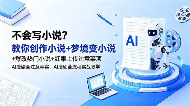 不会写小说？教你创作小说+梦境变小说+爆改热门小说+红果上传注意事项，AI漫剧全流程实战教学-独家科技资源网