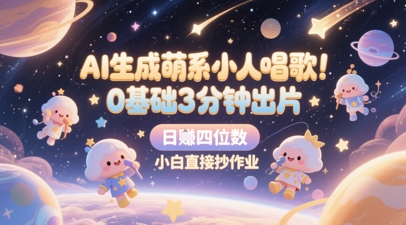 AI生成萌系小人唱歌，0基础3分钟出片，28个作品涨粉8.9W，单条最高19W赞，日入四位数，小白直接抄作业-独家科技资源网