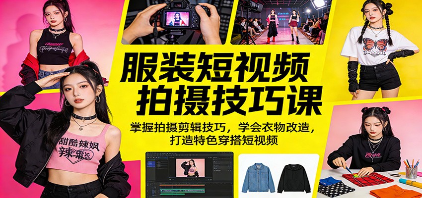 服装短视频拍摄技巧课：掌握拍摄剪辑技巧，学会衣物改造，打造特色穿搭短视频-独家科技资源网