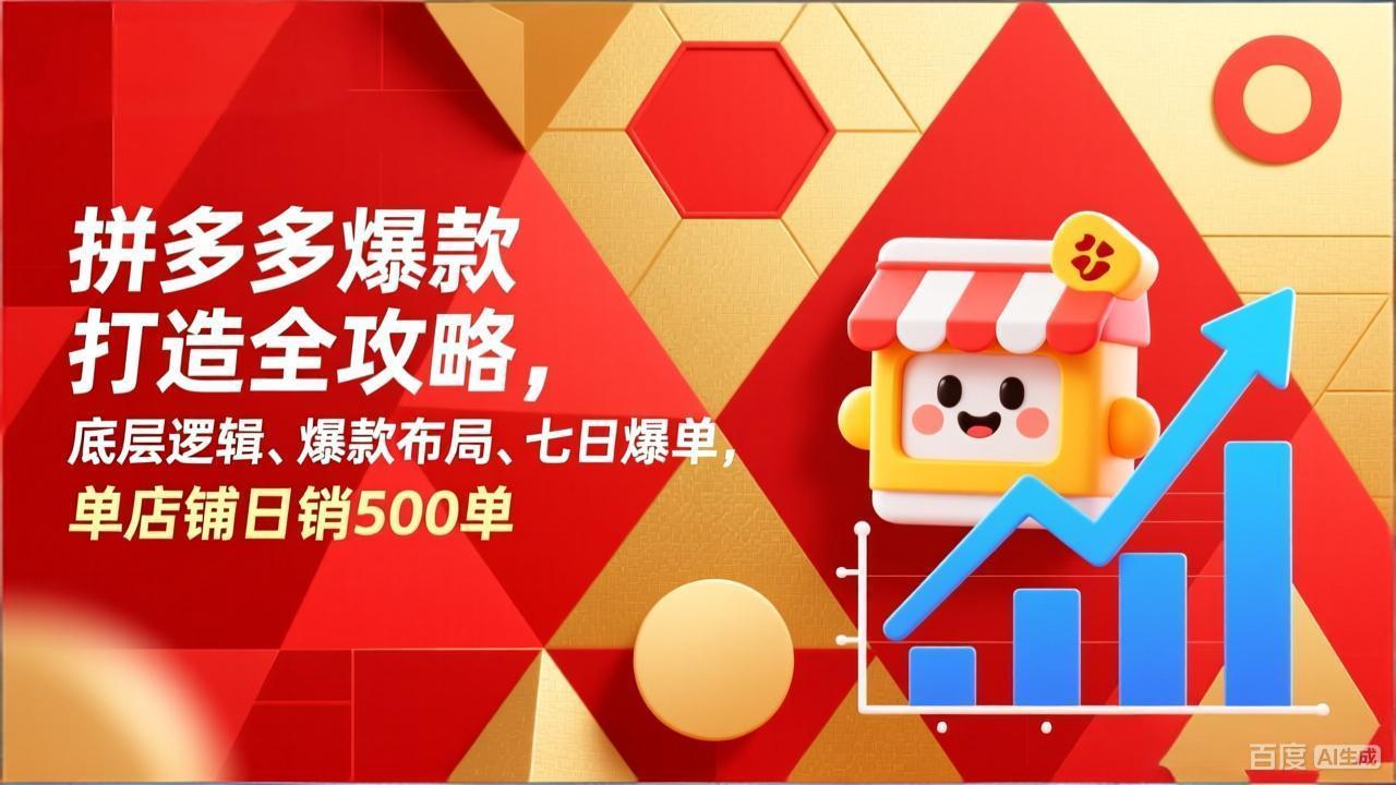 拼多多爆款打造全攻略，底层逻辑、爆款布局、七日爆单，单店铺日销500单-独家科技资源网