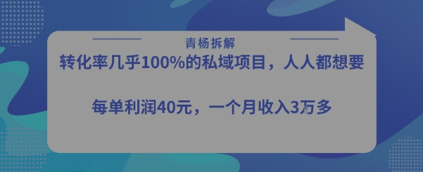 转化率最高的私域项目，每单利润40-50米，月入过1w-独家科技资源网
