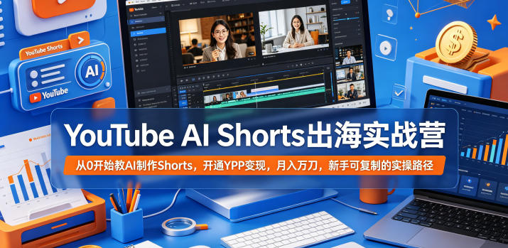 YouTube AI Shorts出海实战营,从0开始教AI制作Shorts,开通YPP变现,月入万刀,新手可复制的实操路径-独家科技资源网