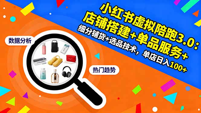 小红书虚拟陪跑3.0:店铺搭建+单品服务+细分铺货+选品技术,单店日入100+-独家科技资源网