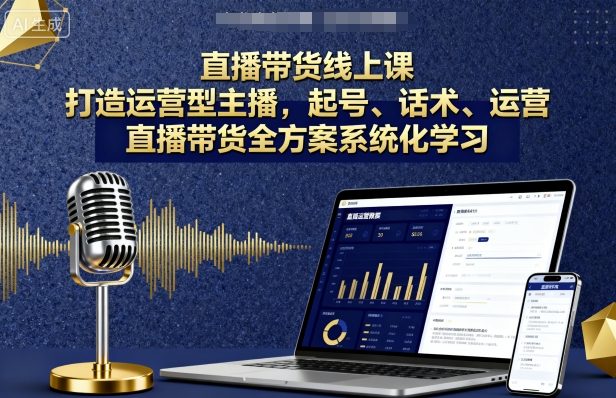 直播带货线上课，打造运营型主播，起号、话术、运营，直播带货全方案系统化学习-独家科技资源网