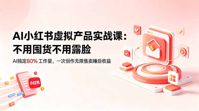 AI小红书虚拟产品实战课-更新:不用囤货不用露脸,AI搞定80%工作量,一次创作无限售卖睡后收益-独家科技资源网