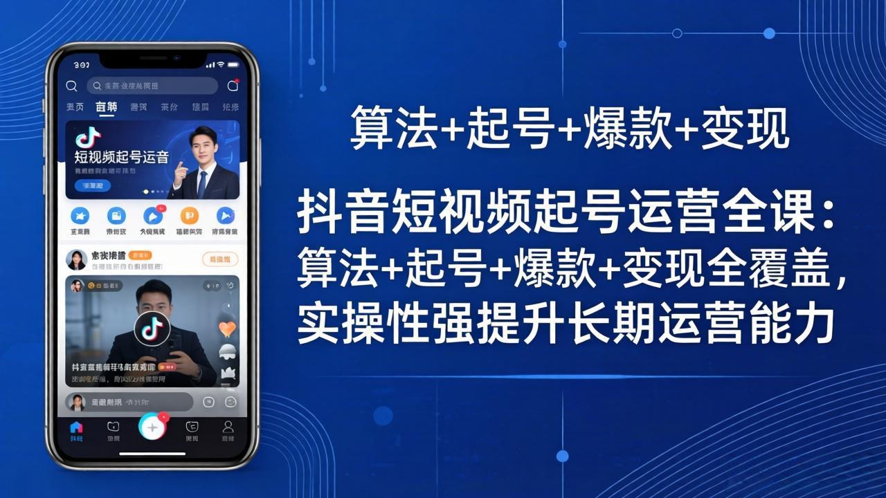 抖音短视频起号运营全课：算法+起号+爆款+变现全覆盖，实操性强提升长期运营能力-独家科技资源网