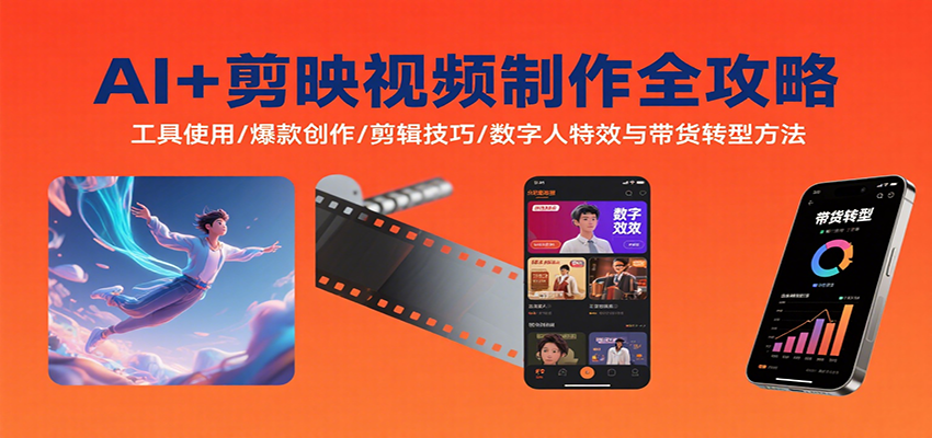AI+剪映视频制作全攻略：工具使用/爆款创作/剪辑技巧/数字人特效与带货转型方法-独家科技资源网