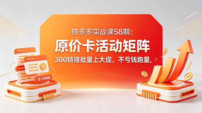 拼多多实战课58期:原价卡活动矩阵,300链接批量上大促,不亏钱跑量-独家科技资源网