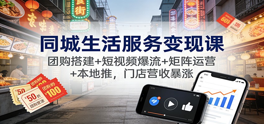 同城生活服务变现课:团购搭建+短视频爆流+矩阵运营+本地推,门店营收暴涨-独家科技资源网