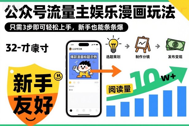 公众号流量主娱乐漫画玩法,只需3步即可轻松上手,新手也能条条爆-独家科技资源网