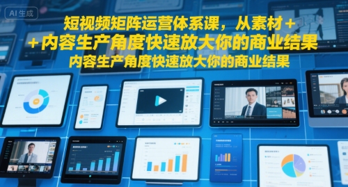 短视频矩阵运营体系课，从素材+内容生产角度快速放大你的商业结果-独家科技资源网