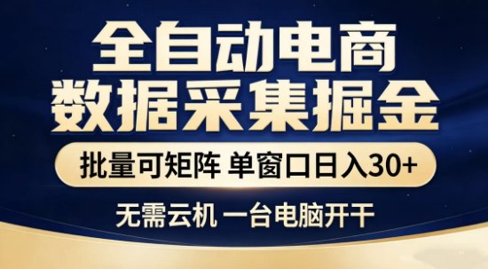 独家电商数据全自动采集项目，批量可矩阵，单窗口轻松日入3张+【揭秘】-独家科技资源网