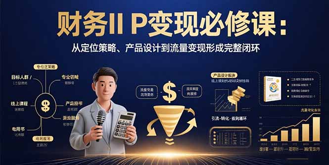 财务IP变现必修课：从定位策略、产品设计到流量变现形成完整闭环-独家科技资源网