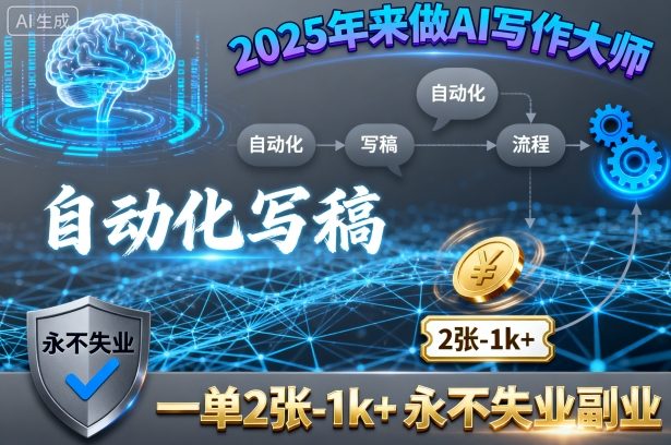 2025年来做AI写作大师，自动化写稿，一单2张-1k+，永不失业副业-独家科技资源网