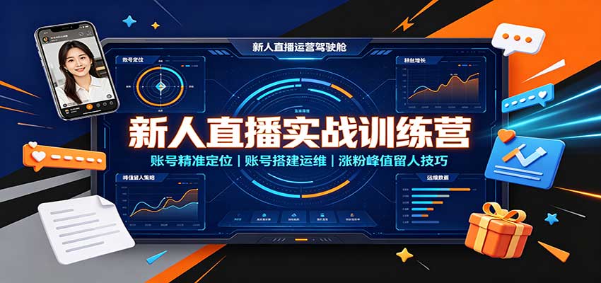 新人直播实战训练营：账号精准定位，账号搭建运维，涨粉峰值留人技巧-独家科技资源网
