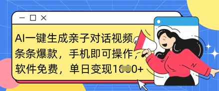 AI一键生成亲子对话视频，条条爆款，一部手机即可操作，单日变现数张-独家科技资源网