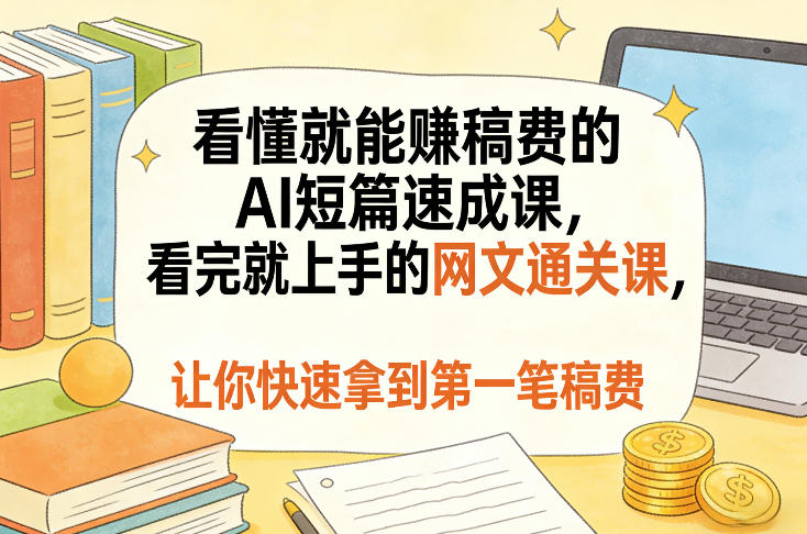 看懂就能賺稿费的AI短篇速成课，看完就上手的网文通关课，让你快速拿到第一笔稿费(更新8月)-独家科技资源网