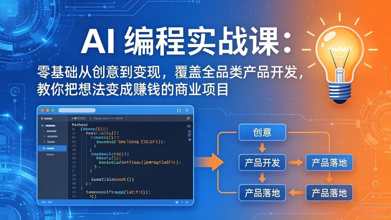 AI编程实战课-第三期-5月9更新：零基础从创意到变现，覆盖全品类产品开发，把想法变成赚钱项目-独家科技资源网