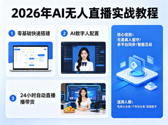 2026年AI无人直播实战教程，零基础也能快速搭建AI数字人无人直播间，实现24小时自动直播带货-独家科技资源网