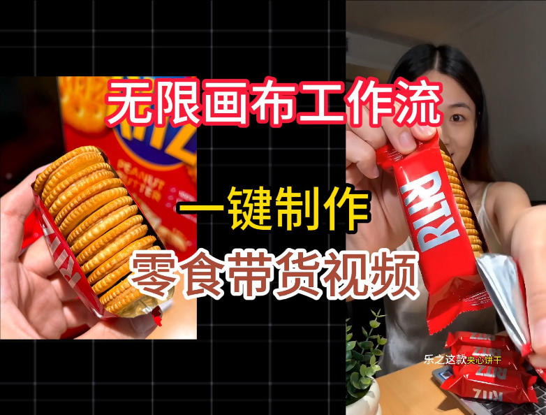 无限画布工作流一键制作零食带货视频，操作简单实操教学-独家科技资源网