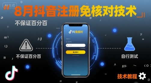 8月抖音注册免核对技术，不保证百分百，自测-独家科技资源网