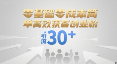 零基础零成本简单高效获客创业粉，一天引流30+-独家科技资源网