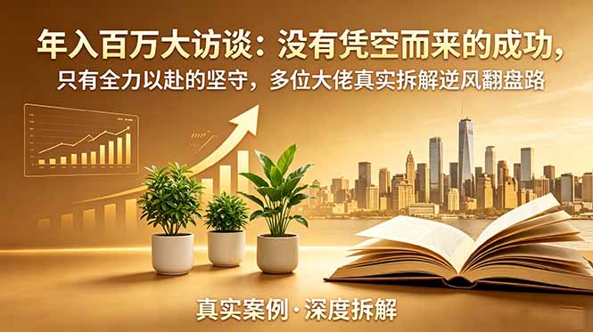年入百万大访谈-更新:没有凭空而来的成功,只有全力以赴的坚守,多位大佬真实拆解逆风翻盘路-独家科技资源网