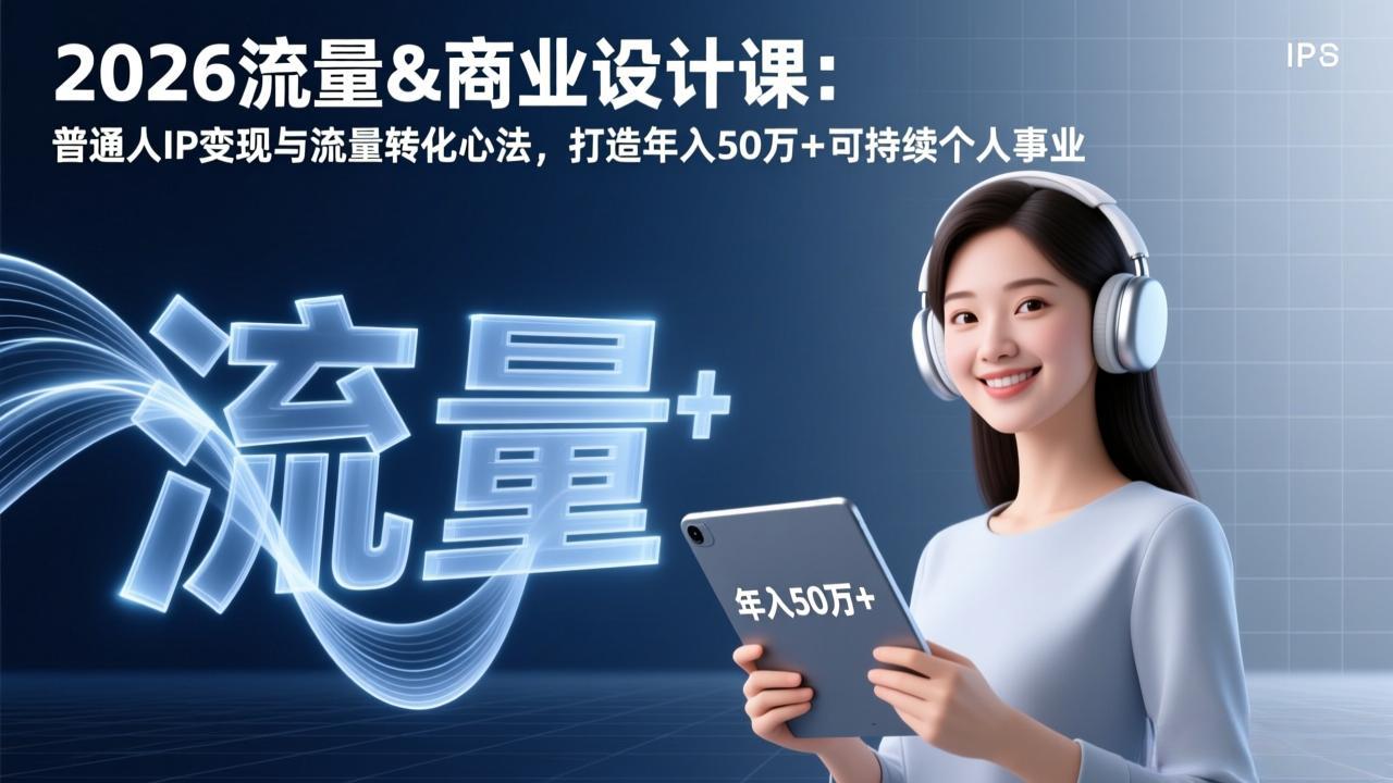 2026流量&商业设计课：普通人IP变现与流量转化心法，打造年入50万+可持续个人事业-独家科技资源网
