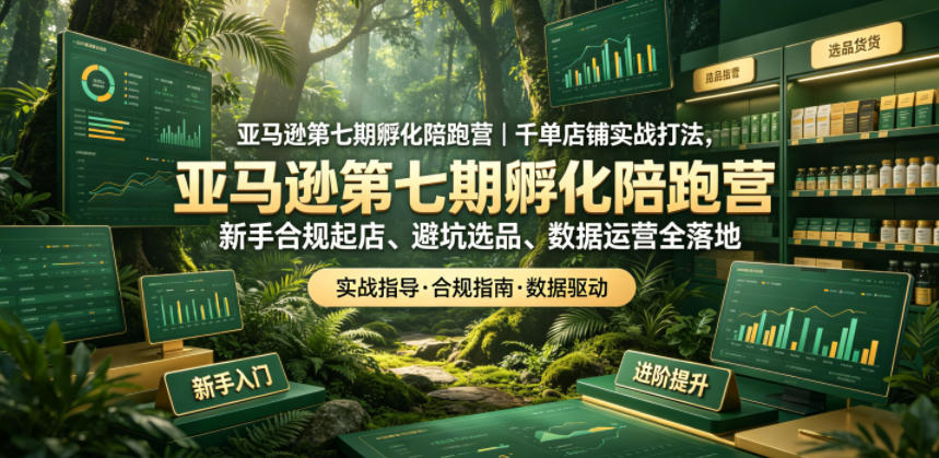 亚马逊第七期孵化陪跑营｜千单店铺实战打法，新手合规起店、避坑选品、数据运营全落地(更新0625)-独家科技资源网