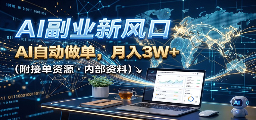 AI副业新风口，AI自动做单，月入3W+，附接单资源-独家科技资源网