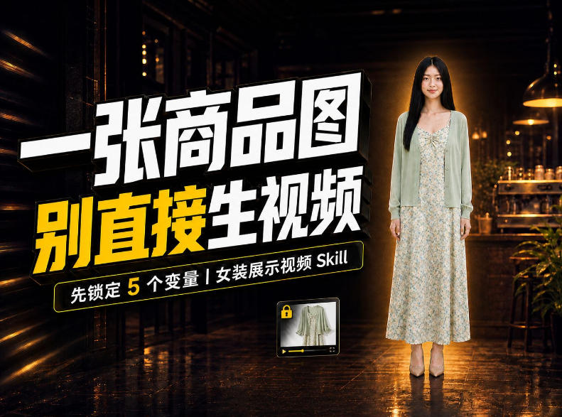 女装AI视频总翻车？问题不在提示词，女装展示视频Skill先锁定5个变量！-独家科技资源网