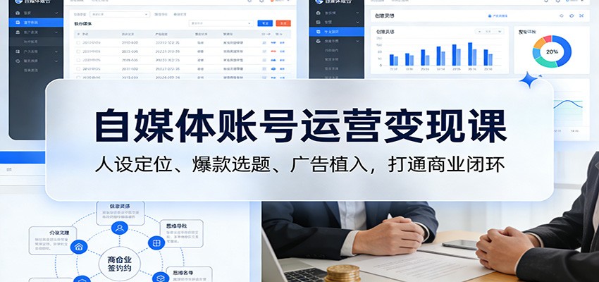 自媒体账号运营变现课：人设定位、爆款选题、广告植入，打通商业闭环-独家科技资源网