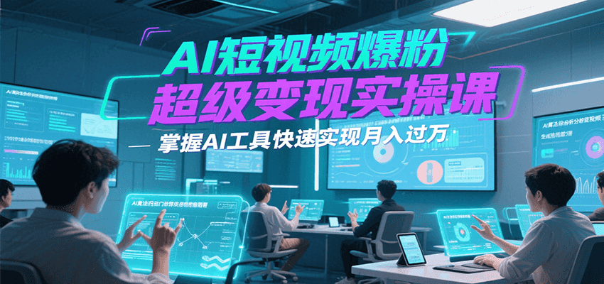 AI短视频爆粉超级变现实操课，掌握AI工具快速实现月入过万-独家科技资源网