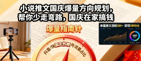 小说推文国庆爆量方向规划，帮你少走弯路，国庆在家搞钱-独家科技资源网