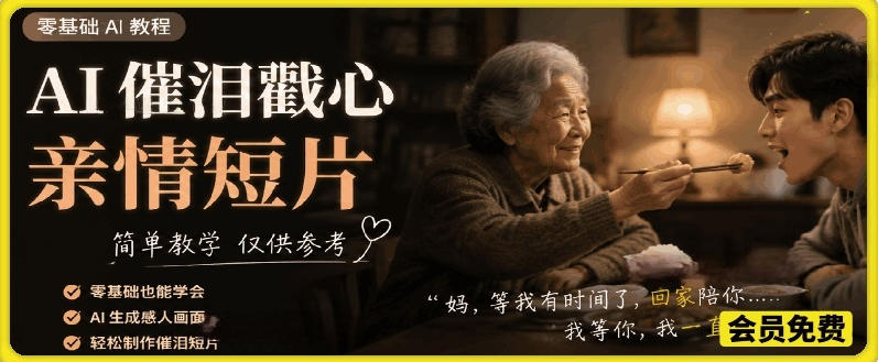 AI催泪戳心亲情短片,零基础AI教程,简单教学仅供参考-独家科技资源网