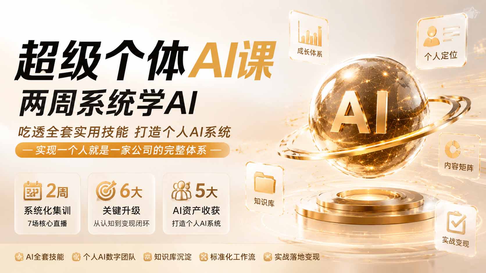 超级个体AI课 两周系统学AI；吃透全套实用技能打造个人AI系统，实现一个人就是一家公司的完整体系(更新0823-独家科技资源网