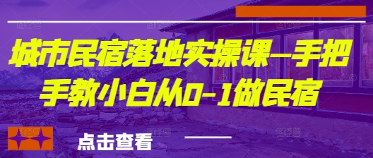城市民宿落地实操课—手把手教小白从0-1做民宿-独家科技资源网
