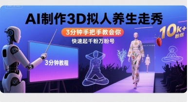 Ai制作3D拟人养生走秀，3分钟手把手教会你，快速起千粉万粉号-独家科技资源网