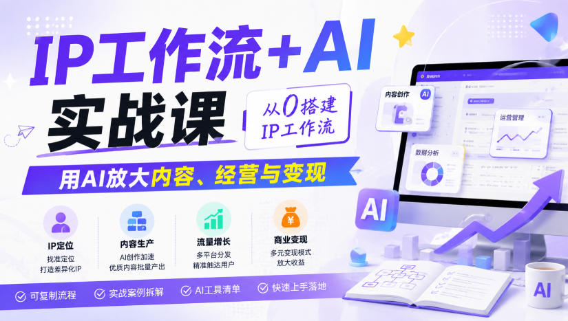 IP工作流+AI实战课，从0搭建IP工作流，用AI放大内容、经营与变现-独家科技资源网